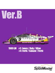 Model Factory Hiro: Car scale model kit 1/12 scale - Jaguar XJR-9 Silk Cut Works Team #3, 4 - Derek Daly (IE) + Jeff Kline (US) + Davy Jones (US), Alain Fert&eacute; (FR) + Eliseo Salazar (CL) + Michel Fert&eacute; (FR) - 24 Hours Le Mans 1989 - photo-etched parts, resin parts, rubber parts, seatbelt fabric, turned metal parts, vacuum formed parts, water slide decals, white metal parts, other materials and assembly instructions image