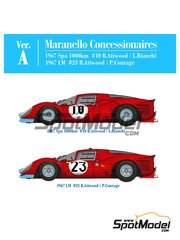 Model Factory Hiro: Car scale model kit 1/12 scale - Ferrari 412P Maranello Concessionaires Team #10, 23 - Richard Attwood (GB) + Lucien Bianchi (BE), Piers Courage (GB) - 24 Hours Le Mans, SPA Francorchamps 1000 Kms - photo-etched parts, resin parts, rubber parts, seatbelt fabric, turned metal parts, vacuum formed parts, water slide decals, white metal parts, other materials and assembly instructions image