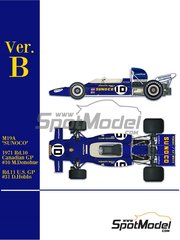 Model Factory Hiro: Car scale model kit 1/43 scale - McLaren Ford M19A McLaren Racing Limited Team sponsored by Sunoco #10, 31 - Mark Donohue (US), David Hobbs (GB) - Canadian Formula 1 Grand Prix, USA - United States of America Formula 1 Grand Prix 1971 - photo-etched parts, rubber parts, turned metal parts, vacuum formed parts, water slide decals, white metal parts and assembly instructions image