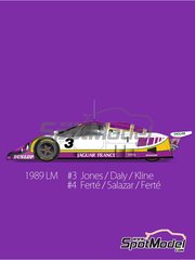 Model Factory Hiro: Car scale model kit 1/43 scale - Jaguar XJR-9 LM Silk Cut Works Team #3, 4 - Derek Daly (IE) + Davy Jones (US) + Jeff Kline (US), Alain Fert&eacute; (FR) + Eliseo Salazar (CL) + Michel Fert&eacute; (FR) - 24 Hours Le Mans 1989 - metal parts, photo-etched parts, rubber parts, vacuum formed parts, water slide decals, white metal parts, assembly instructions and painting instructions image