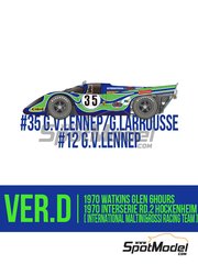 Model Factory Hiro: Car scale model kit 1/43 scale - Porsche 917K sponsored by Martini Rossi Equipo Internacional Racing #35, 12 - Gijs van Lennep (NL) + G&eacute;rard Larrousse (FR) - Watkins Glen 6 Hours, Interserie 1970 - photo-etched parts, resin parts, rubber parts, turned metal parts, vacuum formed parts, water slide decals, white metal parts, other materials and assembly instructions image