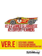 Model Factory Hiro: Car scale model kit 1/43 scale - Porsche 917K Internacional Martini Rossi Racing Team #2 - Gijs van Lennep (NL) + G&eacute;rard Larrousse (FR), Joseph 'Jo' Siffert (CH) + Kurt Ahrens (DE) - 1000 Kms Paris, 9 Hours Kyalami 1970 - 3D printed parts, photo-etched parts, resin parts, rubber parts, turned metal parts, vacuum formed parts, water slide decals, white metal parts, other materials, assembly instructions and painting instructions image