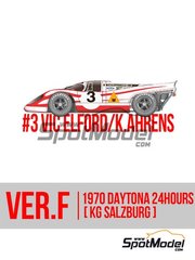 Model Factory Hiro: Car scale model kit 1/43 scale - Porsche 917K sponsored by KG Salzburg #3 - Vic Elford (GB) + Kurt Ahrens (DE) - 24 Hours of Daytona 1970 - 3D printed parts, photo-etched parts, resin parts, rubber parts, turned metal parts, vacuum formed parts, water slide decals, white metal parts, other materials, assembly instructions and painting instructions image