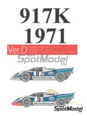 Model Factory Hiro: Car scale model kit 1/43 scale - Porsche 917K Martini International Racing Team #8, 9 - Vic Elford (GB) + Brian Redman (GB), Gijs van Lennep (NL) + G&eacute;rard Larrousse (FR) - 1000 Kms Brands Hatch 1971 - 3D printed parts, photo-etched parts, rubber parts, vacuum formed parts, water slide decals, white metal parts, assembly instructions and painting instructions image