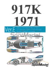 Model Factory Hiro: Car scale model kit 1/43 scale - Porsche 917K Martini International Racing Team #28 - Helmut Marko (AT) + G&eacute;rard Larrousse (FR) - 1000km Austrian &Ouml;sterreichring 1971 - 3D printed parts, photo-etched parts, rubber parts, vacuum formed parts, water slide decals, white metal parts, assembly instructions and painting instructions image