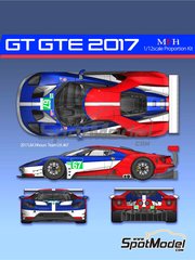 Model Factory Hiro: Car scale model kit 1/12 scale - Ford GT GTE U.K., U.S.A. Team #66, 67, 68, 69 - 24 Hours Le Mans 2017 - photo-etched parts, resin parts, rubber parts, water slide decals, assembly instructions and painting instructions image