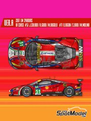 Model Factory Hiro: Car scale model kit 1/24 scale - Ferrari 488 GTE AF Corse Team #51, 71 - James Calado (GB) + Alessandro Pier Guidi (IT) + Michele Rugolo (IT), Davide Rigon (IT) + Sam Bird (GB) + Miguel Molina (ES) - 24 Hours Le Mans 2017 - photo-etched parts, resin parts, rubber parts, water slide decals, white metal parts, assembly instructions and painting instructions