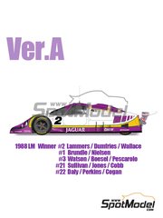 Model Factory Hiro: Car scale model kit 1/24 scale - Jaguar XJR-9 LM Silk Cut Works Team #1, 2, 3, 21, 22 - Martin Brundle (GB) + John Nielsen (DK), John Watson (GB) + Raul Boesel (BR) + Henri Pescarolo (FR), Danny Sullivan (US) + Alan Jones (AU) + Price Cobb (US), Derek Daly (IE) + Kevin Cogan (US) - 24 Hours Le Mans 1988 - photo-etched parts, resin parts, rubber parts, seatbelt fabric, vacuum formed parts, water slide decals, white metal parts, assembly instructions and painting instructions image