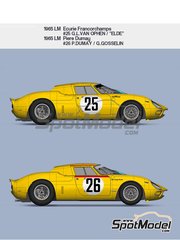Model Factory Hiro: Car scale model kit 1/12 scale - Ferrari 250LM Ecurie Francorchamps Team #25, 26 - Gérard Langlois van Ophem (BE) + Léon 'Eldé' Dernier (BE), Pierre Dumay (FR) + Gustave Gosselin (BE) - 24 Hours Le Mans 1965 - metal parts, photo-etched parts, resin parts, rubber parts, turned metal parts, vacuum formed parts, water slide decals, white metal parts, other materials, assembly instructions and painting instructions image