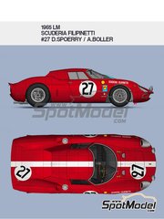 Model Factory Hiro: Car scale model kit 1/12 scale - Ferrari 250LM Scuderia Filipinetti Team #27 - Dieter Spoerry (CH) + Armand Boller (CH) - 24 Hours Le Mans 1965 - metal parts, photo-etched parts, resin parts, rubber parts, turned metal parts, vacuum formed parts, water slide decals, white metal parts, other materials, assembly instructions and painting instructions image