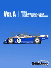 Model Factory Hiro: Car scale model kit 1/12 scale - Porsche 962C sponsored by Rothmans #1, 2 - Derek Bell (GB) + Alvah Robert 'Al' Holbert (US) + Hans-Joachim Stuck (DE), Jochen Mass (DE) + Robert 'Bob' Wollek (FR) + Vern Schuppan (AU) - 24 Hours Le Mans 1986 - metal parts, photo-etched parts, resin parts, rubber parts, seatbelt fabric, turned metal parts, vacuum formed parts, water slide decals, white metal parts, assembly instructions and painting instructions image