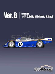 Model Factory Hiro: Car scale model kit 1/12 scale - Porsche 962C sponsored by Rothmans #17 - Derek Bell (GB) + Alvah Robert 'Al' Holbert (US) + Hans-Joachim Stuck (DE) - 24 Hours Le Mans 1987 - metal parts, photo-etched parts, resin parts, rubber parts, seatbelt fabric, turned metal parts, vacuum formed parts, water slide decals, white metal parts, assembly instructions and painting instructions image
