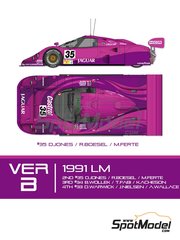 Model Factory Hiro: Car scale model kit 1/24 scale - Jaguar XJR-12 TWR Team sponsored by Silk Cut #33, 34, 35 - Derek Warwick (GB) + John Nielsen (DK) + Andy Wallace (GB), Robert 'Bob' Wollek (FR) + Teo Fabi (IT) + Kenneth 'Kenny' Acheson (GB), Davy Jones (US) + Raul Boesel (BR) + Alain Fert&eacute; (FR) - 24 Hours Le Mans 1991 - photo-etched parts, resin parts, rubber parts, seatbelt fabric, vacuum formed parts, water slide decals, white metal parts, assembly instructions and painting instructions image