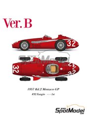 Model Factory Hiro: Car scale model kit 1/20 scale - Maserati 250F #32 - Juan Manuel Fangio (AR) - Monaco Formula 1 Grand Prix 1957 - photo-etched parts, resin parts, rubber parts, seatbelt fabric, vacuum formed parts, water slide decals, white metal parts, assembly instructions and painting instructions