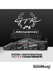Model Factory Hiro: Car scale model kit 1/12 scale - McLaren F1 GTR Short Tail Kokusai Kaihatsu UK Racing Team sponsored by Ueno Clinic #59 - Yannick Dalmas (FR) + Masanori Sekiya (JP) + Jyrki Juhani 'JJ Lehto' Jarvilehto (FI) - 24 Hours Le Mans 1995 - CNC metal parts, metal parts, photo-etched parts, resin parts, rubber parts, turned metal parts, vacuum formed parts, water slide decals, white metal parts, other materials, assembly instructions and painting instructions image