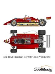Model Factory Hiro: Car scale model kit 1/43 scale - Ferrari 126C2 Scuderia Ferrari Team sponsored by Fiat Agip #27 - Gilles Villeneuve (CA) - Brazilian Formula 1 Grand Prix 1982 - photo-etched parts, vacuum formed parts, water slide decals, white metal parts and assembly instructions image