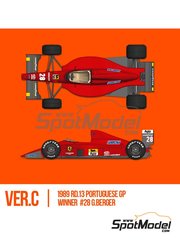 Model Factory Hiro: Car scale model kit 1/43 scale - Ferrari F1/89 640 Scuderia Ferrari Team sponsored by Fiat #27, 28 - Gerhard Berger (AT), Nigel Ernest James Mansell (GB) - Portuguese Formula 1 Grand Prix 1989 - photo-etched parts, rubber parts, turned metal parts, vacuum formed parts, water slide decals, white metal parts, other materials, assembly instructions and painting instructions image