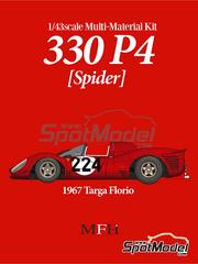 Model Factory Hiro: Car scale model kit 1/43 scale - Ferrari 330 P4 Spider Scuderia Ferrari Team #224 - Nino Vaccarella (IT) + Ludovico Scarfiotti (IT) - Targa Florio 1967 - 3D printed parts, photo-etched parts, rubber parts, turned metal parts, vacuum formed parts, water slide decals, white metal parts, assembly instructions and painting instructions image
