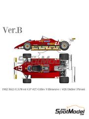Model Factory Hiro: Car scale model kit 1/20 scale - Ferrari 126C2 Scuderia Ferrari Team #27, 28 - Gilles Villeneuve (CA), Didier Pironi (FR) - USA West Long Beach Formula 1 Grand Prix 1982 - 3D printed parts, photo-etched parts, resin parts, rubber parts, seatbelt fabric, turned metal parts, vacuum formed parts, water slide decals, white metal parts, assembly instructions and painting instructions