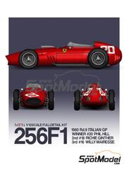 Model Factory Hiro: Car scale model kit 1/12 scale - Ferrari 256F1 #16, 18, 20 - Phil Hill (US), Richie Ginther (US), Willy Mairesse (BE) - Italian Formula 1 Grand Prix 1960 - 3D printed parts, photo-etched parts, resin parts, rubber parts, turned metal parts, vacuum formed parts, water slide decals, white metal parts, other materials, assembly instructions and painting instructions