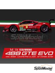 Model Factory Hiro: Car scale model kit 1/12 scale - Ferrari 488 GTE Evo AF Corse Team #51, 52 - Alessandro Pier Guidi (IT) + James Calado (GB), Miguel Molina (ES) + Antonio Fuoco (IT) - FIA World Endurance Championship 2022 - photo-etched parts, resin parts, rubber parts, turned metal parts, water slide decals, white metal parts, other materials, assembly instructions and painting instructions