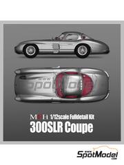 Model Factory Hiro: Car scale model kit 1/12 scale - Mercedes-Benz 300SLR Coupe 1955 - 3D printed parts, photo-etched parts, resin parts, rubber parts, turned metal parts, water slide decals, white metal parts, assembly instructions and painting instructions