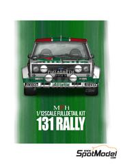 Model Factory Hiro: Car scale model kit 1/12 scale - Fiat 131 Abarth sponsored by Alitalia #1, 2, 5 - Maurizio Verini (IT) + Arnaldo Bernacchini (IT), Bernard Darniche (FR) + Alain Mah� (FR), Walter R�hrl (DE) + Christian Geistd�rfer (DE), Sandro Munari (IT) + Mario Mannucci (IT) - Sanremo Rally, Tour de Corse Rallye de France 1978 - 3D printed parts, photo-etched parts, resin parts, rubber parts, seatbelt fabric, turned metal parts, vacuum formed parts, water slide decals, white metal parts, other materials and assembly instructions
