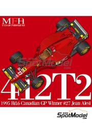 Model Factory Hiro: Car scale model kit 1/12 scale - Ferrari 412T2 Scuderia Ferrari Team sponsored by Agip #27, 28 - Jean Alesi (FR), Gerhard Berger (AT) - Canadian Formula 1 Grand Prix 1995 - photo-etched parts, resin parts, rubber parts, seatbelt fabric, turned metal parts, vacuum formed parts, water slide decals, white metal parts, other materials, assembly instructions and painting instructions