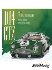 Model Factory Hiro: Car scale model kit 1/12 scale - Aston Martin DB4 GTZ Essex Racing Stable Team #2, 3 - Jack Fairman (GB) + Bernard Consten (FR), Alex Davison (AU) + Bib Stillwell (AU) - 24 Hours Le Mans 1961 - metal parts, photo-etched parts, resin parts, rubber parts, turned metal parts, water slide decals, white metal parts, other materials, assembly instructions and painting instructions