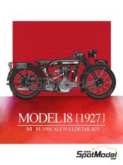 Model Factory Hiro: Motorbike scale model kit 1/9 scale - Norton Model 18 1927 - photo-etched parts, resin parts, rubber parts, turned metal parts, water slide decals, white metal parts, other materials and assembly instructions