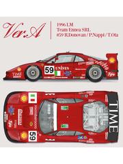 Model Factory Hiro: Car scale model kit 1/12 scale - Ferrari F40 GTE Ennea SRL Team sponsored by Time, Unisys #59 - Piero Nappi (IT) + Tetsuya Ota (JP) + Robin Donovan (GB) - 24 Hours Le Mans 1996 - photo-etched parts, resin parts, rubber parts, seatbelt fabric, vacuum formed parts, water slide decals, white metal parts, other materials, assembly instructions and painting instructions
