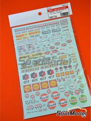 Model Factory Hiro: Logotipos escala 1/12 - Sponsors de los aos 60: Ferodo, Bosch, Girling, Cibie, STP, Champion, Firestone, Trico, Dunlop, Castrol, Gulf, Shell, ELF, Koni... - calcas de agua