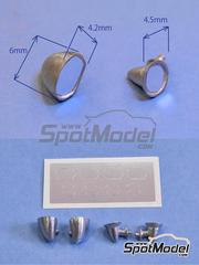 Model Factory Hiro: Detalle escala 1/24 - Espejo retrovisor exterior - piezas de metal blanco y otros materiales - 2 + 2 unidades