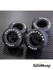 Model Factory Hiro: Tyre set 1/12 scale - Good Year Eagle 80s 90s - rubber parts - for Tamiya references TAM12027, TAM12028, TAM12029, TAM12030, TAM49571 and TAM89721 - 2 + 2 units