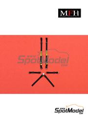 Model Factory Hiro: Seatbelts 1/24 scale - 2020 type Sabelt Seatbelt set - color black - metal parts, photo-etched parts, seatbelt fabric, white metal parts, other materials and assembly instructions
