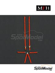 Model Factory Hiro: Seatbelts 1/24 scale - 2020 type Sabelt Seatbelt set - colour red - metal parts, photo-etched parts, seatbelt fabric, white metal parts, other materials and assembly instructions