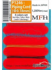 Model Factory Hiro: Piping cord - Piping cord 0.18 mm - Red, blue, yellow and black - other materials - 4 units