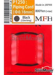Model Factory Hiro: Piping cord - Piping cord 0.18 mm diameter and 2 meters long - Black - other materials
