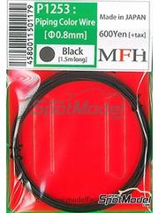 Model Factory Hiro: Piping cord - Piping cord 0.8 mm diameter and 1.5 meters long - Black - other materials