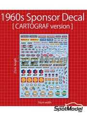 Model Factory Hiro: Logotipos escala 1/12 - Sponsors de los a�os 60: Ferodo, Bosch, Girling, Cibie, STP, Champion, Firestone, Trico, Dunlop, Castrol, Gulf, Shell, ELF, Koni... - calcas de agua