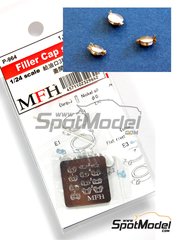 Model Factory Hiro: Petrol Caps 1/24 scale - Filler cap - photo-etched parts and white metal parts - 6 units