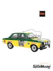 Modelcar Group: Diecast model car 1/18 scale - Opel Ascona 1.9 SR Opel Euro H&auml;ndler Team sponsored by Irmscher Tuning #26 - Walter R&ouml;hrl (DE) + Jochen Berger (DE) - Daily Mirror RAC Rally 1973 - metal parts, plastic parts and rubber parts image