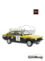 Modelcar Group: Diecast model car 1/18 scale - Opel Kadett C Coup&eacute; GT/E Opel Euro H&auml;ndler Team #1 - Walter R&ouml;hrl (DE) + Hanno Menne (DE) - Westfalen-Lippe Rally 1977 - metal parts, plastic parts and rubber parts image