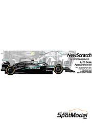 NewScratch: Car scale model kit 1/20 scale - Mercedes-AMG F1 W16 E Performance Mercedes-AMG Petronas Team sponsored by Petronas, Team Viewer #12, 63 - George Russell (GB) + Kimi Antonelli (IT) - Canadian Formula 1 Grand Prix 2025 - 3D printed parts, photo-etched parts, seatbelt fabric and water slide decals image