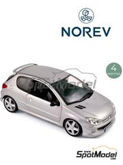 Norev: Diecast model car 1/18 scale - Peugeot 206 RC Aluminum Silver 2003 - metal parts, plastic parts and rubber parts