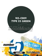 Number Five: Pintura para aergrafo - Verde Type 25 Green - 1 x 30ml - para la referencia de Tamiya TAM20044