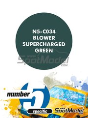 Number Five: Paint for airbrush - Blower Supercharged Green - 1 x 30ml - for Airfix reference A20440V, or Heller reference 80722, or Revell references REV07007 and 80-7007