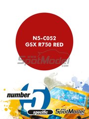 Number Five: Paint for airbrush - GSX R750 Red - 1 x 30ml - for Fujimi references FJ141268 and 14126, or Hasegawa reference 21725