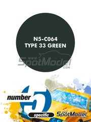Number Five: Pintura para aergrafo - Verde Type 33 Green - 1 x 30ml - para la referencia de Ebbro EBR20027