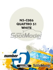 Number Five: Paint for airbrush - Quattro S1 White - 1 x 30ml - for Beemax Model Kits references B24017, 103982 and BX24035, or Decalcas references DCL-DEC016, DCL-DEC019 and DCL-DEC020, or Profil24 reference P24065, or Reji Model references REJI-2406, REJI-294, REJI-304 and REJI-306